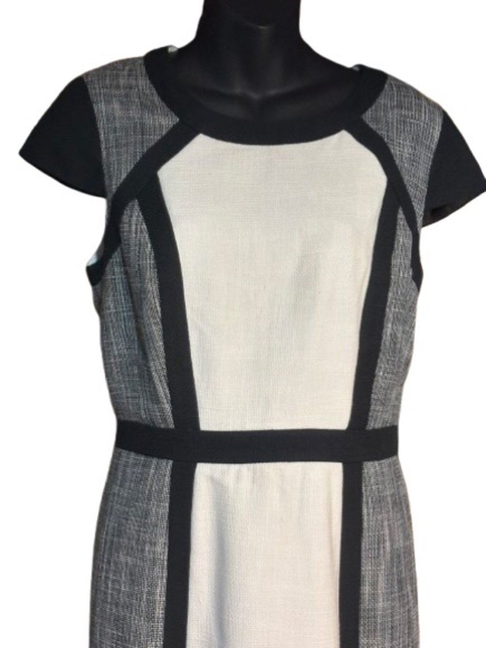 Calvin Klein Colorblock Sheath Dress career black white size 10 - Picture 2 of 11